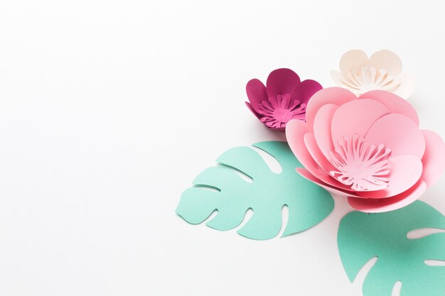 Decoração de papel floral elegante de cópia-espaço