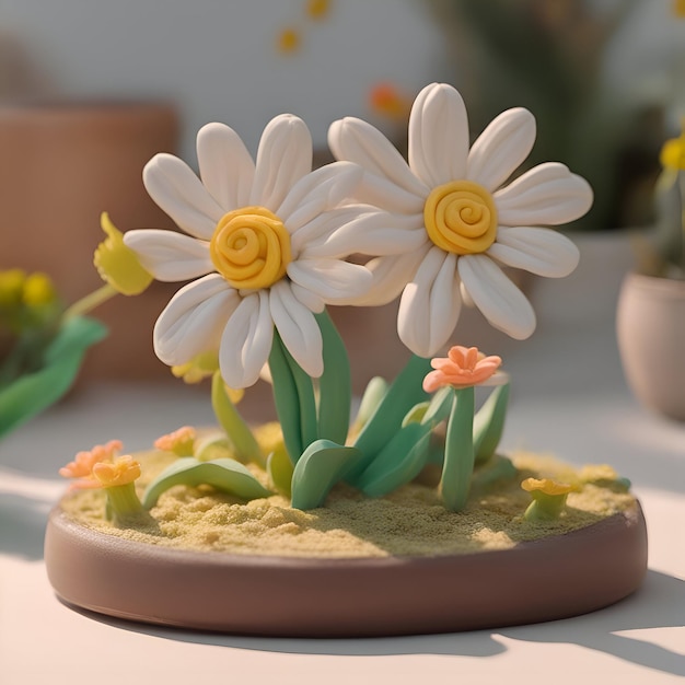 Foto grátis decoração de páscoa em forma de narcisos e margaridas