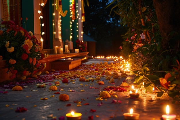 Decoração de velas altamente detalhada Navratri