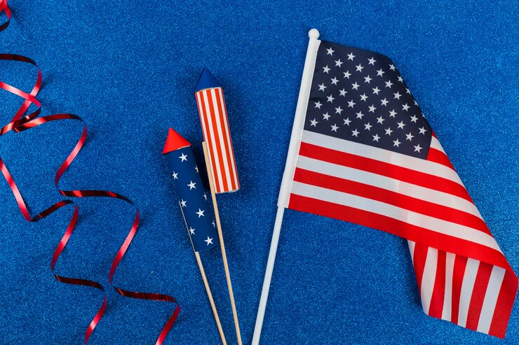Foto grátis decoração e fogos de artifício para o dia da independência