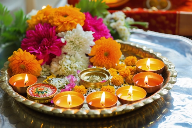 Foto grátis decoração navratri com velas