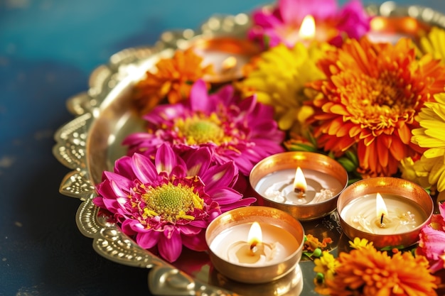 Foto grátis decoração navratri com velas