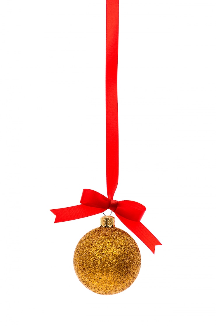 Foto grátis decorações bonitas do natal com a fita vermelha brilhante no branco
