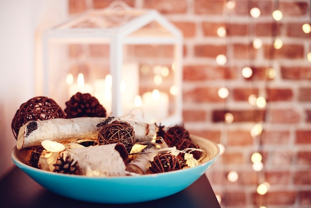 Decorações de natal em madeira em casa