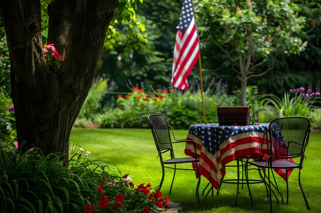 Decorações domésticas de cores americanas para a celebração do Dia da Independência