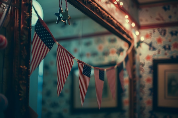 Decorações domésticas de cores americanas para a celebração do Dia da Independência