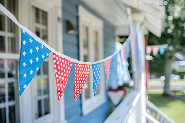 Decorações domésticas de cores americanas para a celebração do Dia da Independência