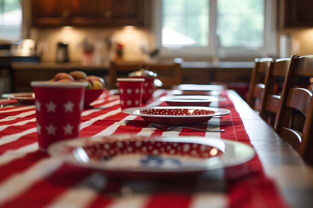 Decorações domésticas de cores americanas para a celebração do Dia da Independência