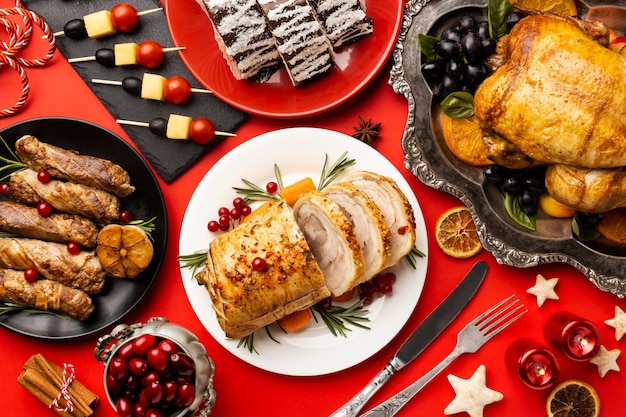 Deliciosa composição de comida de natal