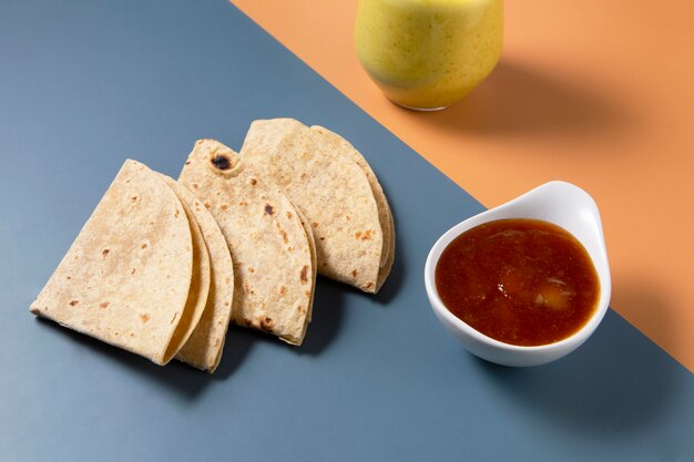 Deliciosa composição indiana de roti