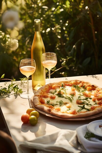 Deliciosa pizza ao ar livre