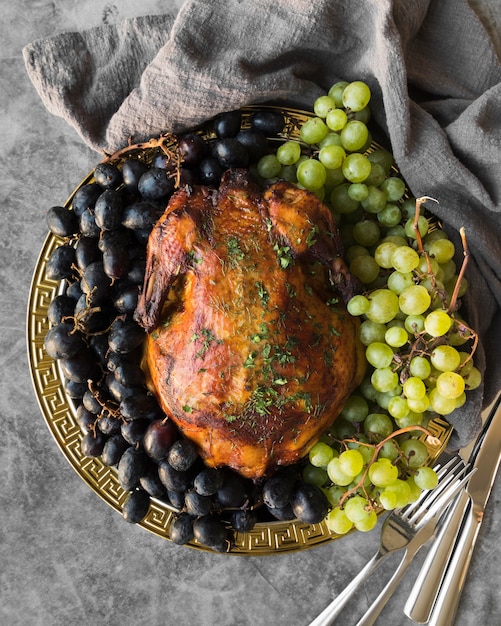 Foto grátis deliciosa refeição de ação de graças acima da vista