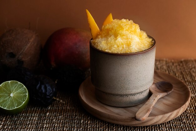 Deliciosa sobremesa de granita com aroma de frutas