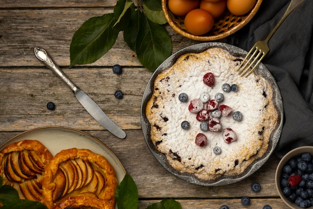 Foto grátis deliciosa torta de mirtilo acima da vista