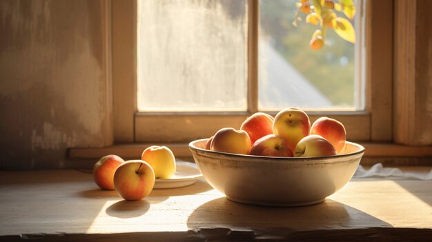 Foto grátis deliciosas maçãs dentro de casa