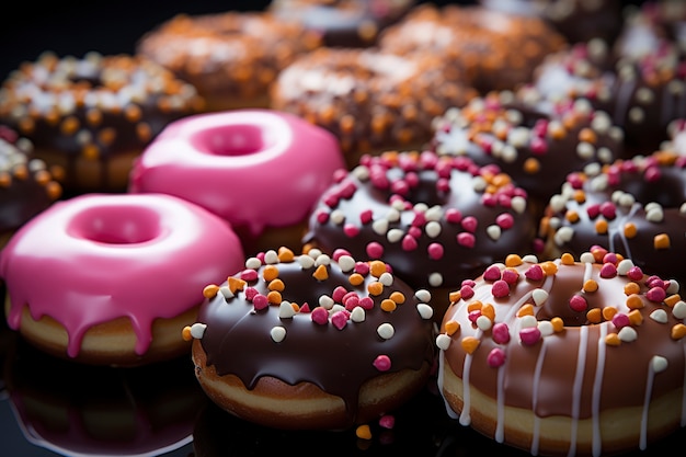 Foto grátis delicioso arranjo de rosquinhas vitrificadas