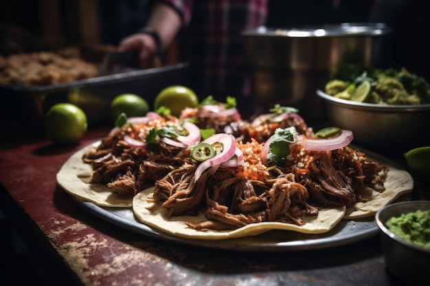 Foto grátis delicioso arranjo de tacos