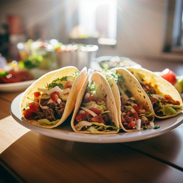 Foto grátis delicioso arranjo de tacos