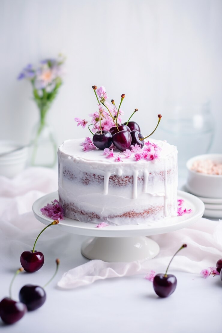 Foto grátis delicioso bolo com cerejas
