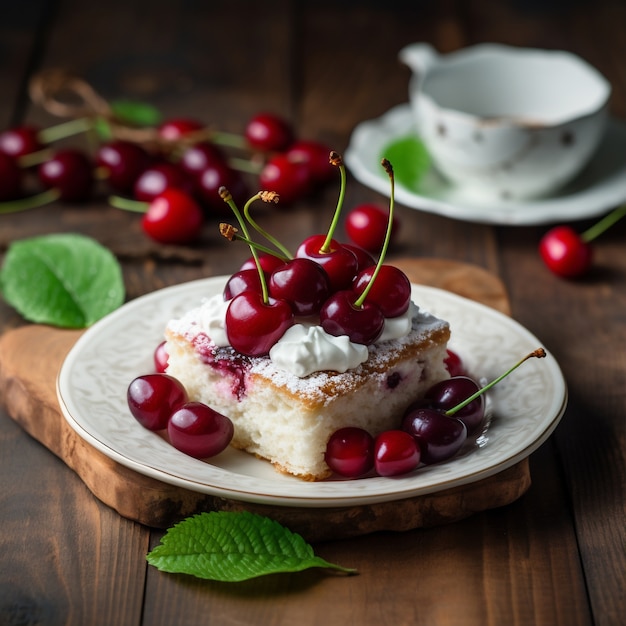 Foto grátis delicioso bolo com cerejas