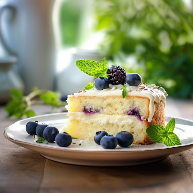 Foto grátis delicioso bolo com mirtilos