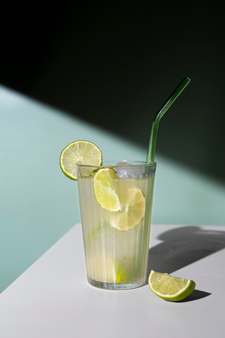 Foto grátis delicioso coquetel de caipirinha com canudo