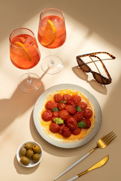 Delicioso coquetel italiano com fundo realista