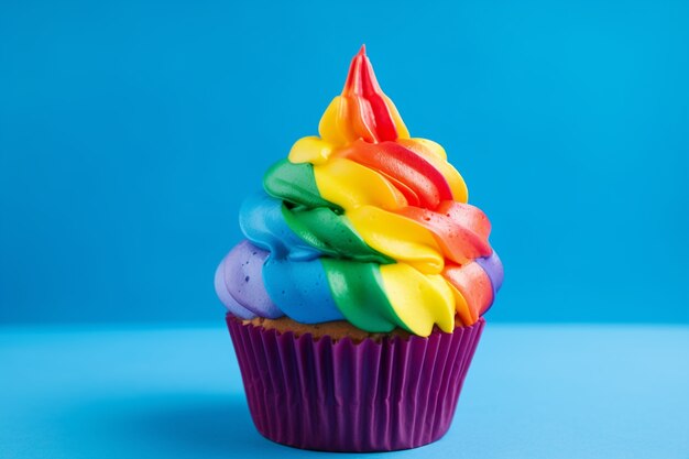 Delicioso cupcake com cobertura colorida