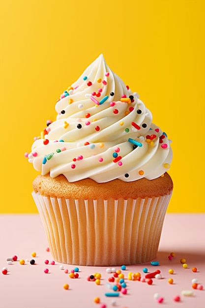 Foto grátis delicioso cupcake com granulado doce