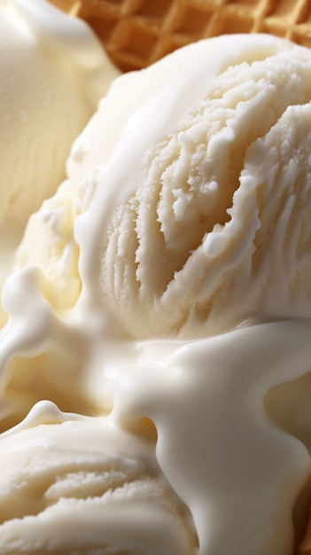Foto grátis delicioso gelado de baunilha com cone