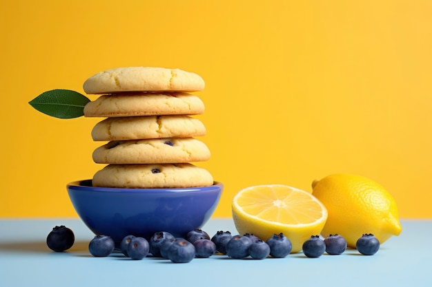 Foto grátis deliciosos biscoitos com mirtilos e limões