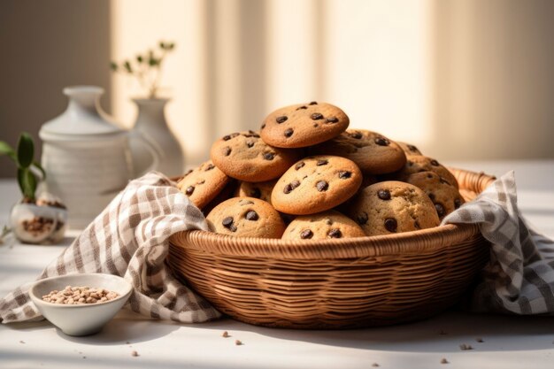 Deliciosos biscoitos na cesta