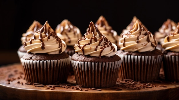 Foto grátis deliciosos cupcakes com cobertura de chocolate