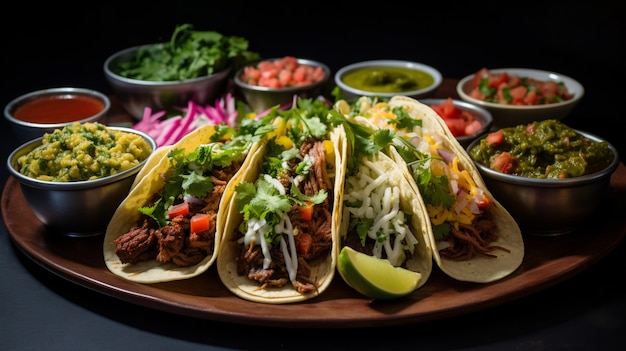 Foto grátis deliciosos tacos na mesa