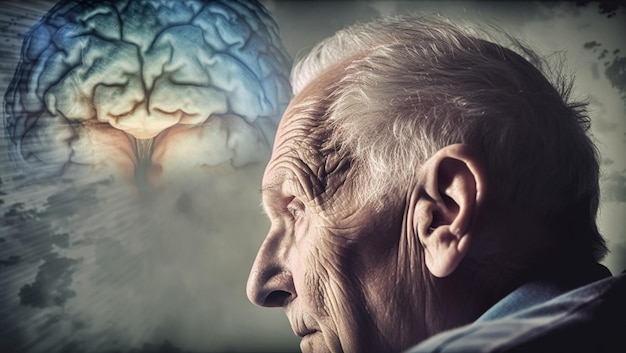 Demência de perda de memória e conceito de alzheimer criado com tecnologia Generative AI
