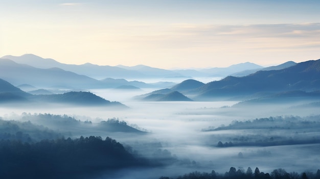 Foto grátis denso nevoeiro sobre as colinas
