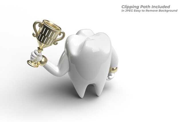 Dente dental com ferramenta Trophy Pen Tool Criado trajeto de grampeamento incluído no JPEG fácil de compor.
