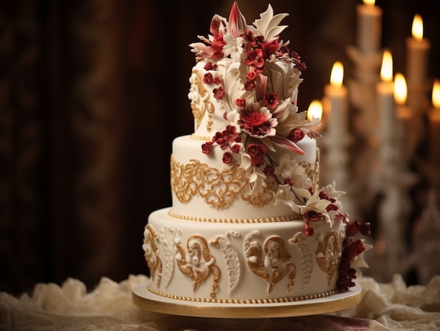 Foto grátis desenho 3d para um delicioso bolo de casamento