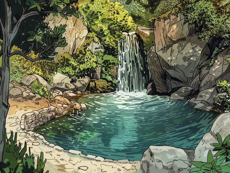 Foto grátis desenho animado de paisagem da selva