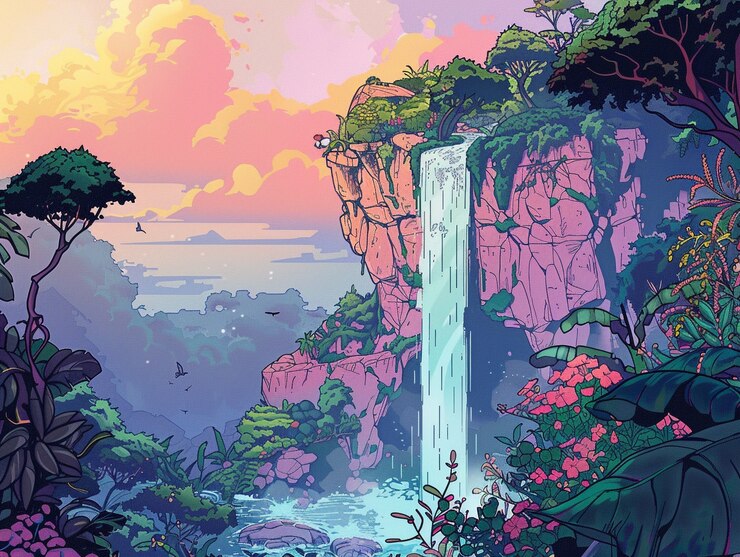 Foto grátis desenho animado de paisagem da selva