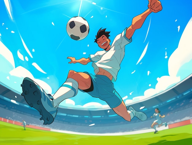 Desenho animado de um jogador de futebol profissional