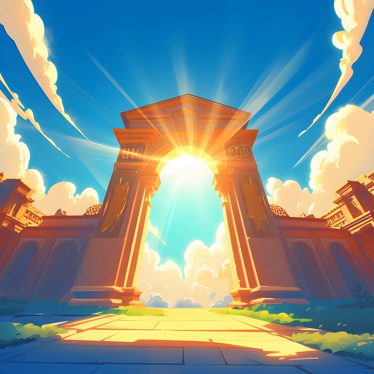 Foto grátis desenho animado dos portões do céu