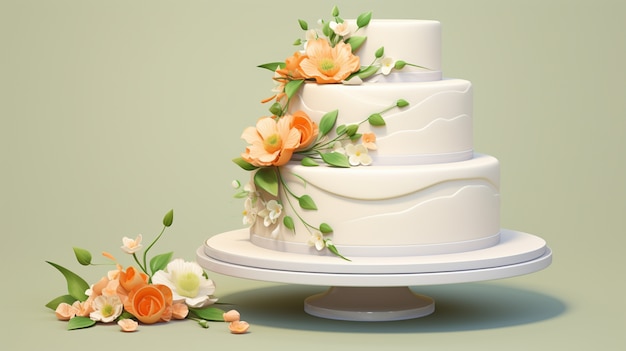 Foto grátis desenho de bolo de casamento delicioso em 3d