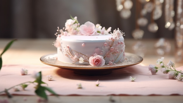 Desenho de bolo de casamento delicioso em 3D