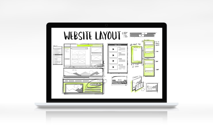 Foto grátis desenho de esboço de layout de desenvolvimento de site