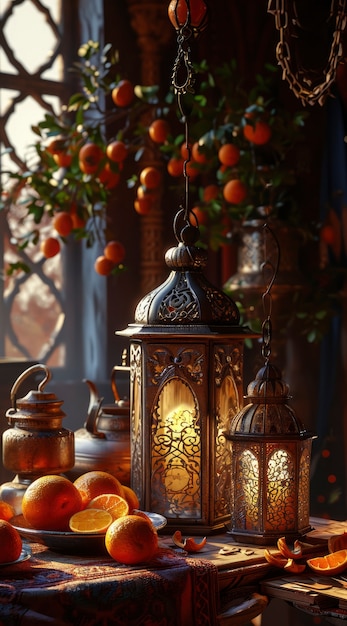 Foto grátis desenho intrincado de lanterna para a celebração islâmica do ramadã