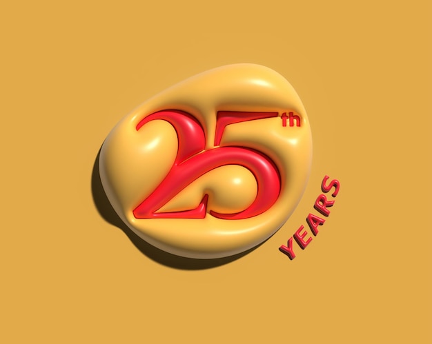 Design 3D de comemoração de aniversário de 25 anos