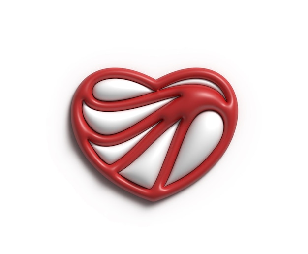 Design de ilustração 3D do coração do dia dos namorados.