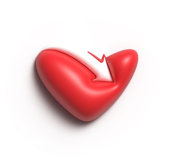 Design de ilustração 3D do coração do dia dos namorados.