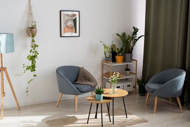 Design de interiores com molduras e cadeiras bonitas